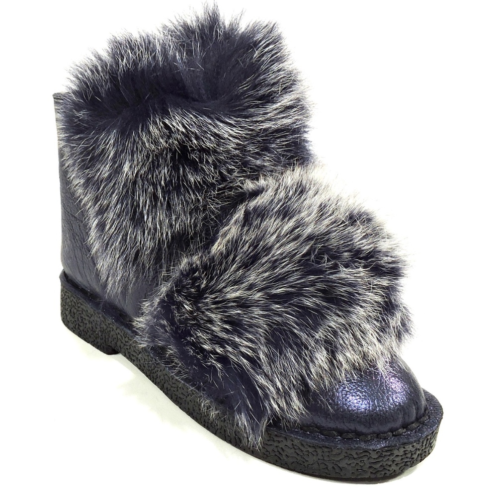 ALESSANDRO DI MARIA  Blue Soft Leather Bootie - Picture 3 of 8